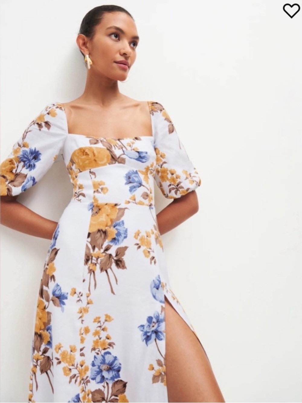 Reformation Josie Floral Midi Puff Sleeve Dress